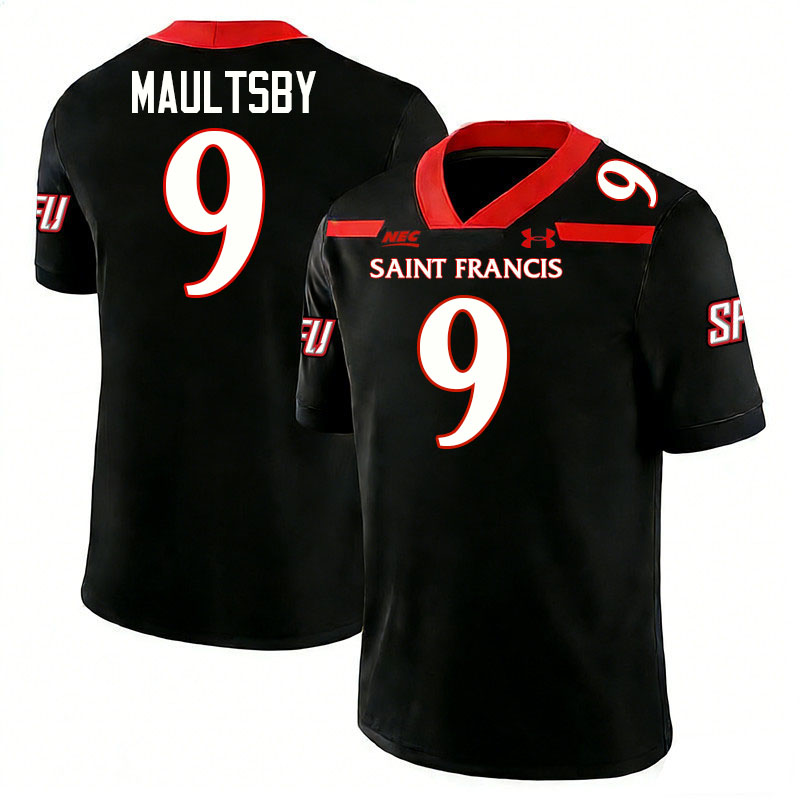 Saint Francis Red Flash #9 DJ Maultsby College Football Jerseys,Uniforms Stitched-Black